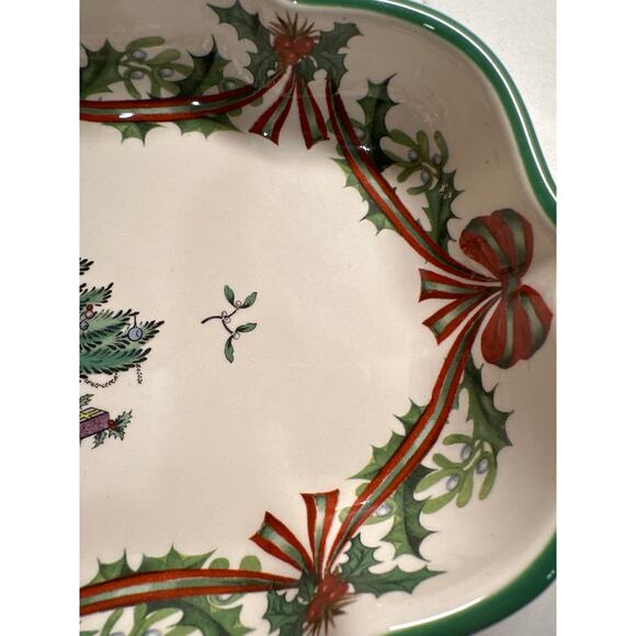 Spode 65th Anniversary Christmas Tree Scalloped Tray Candy Dish Platter - Picture 4 of 8